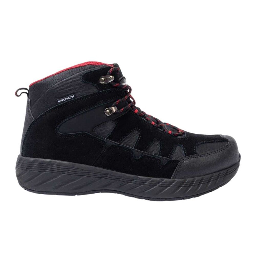 Donnay Mens Suede Waterproof Hiking Boots / Black/Red